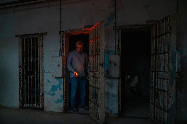 a person standing in front of a door